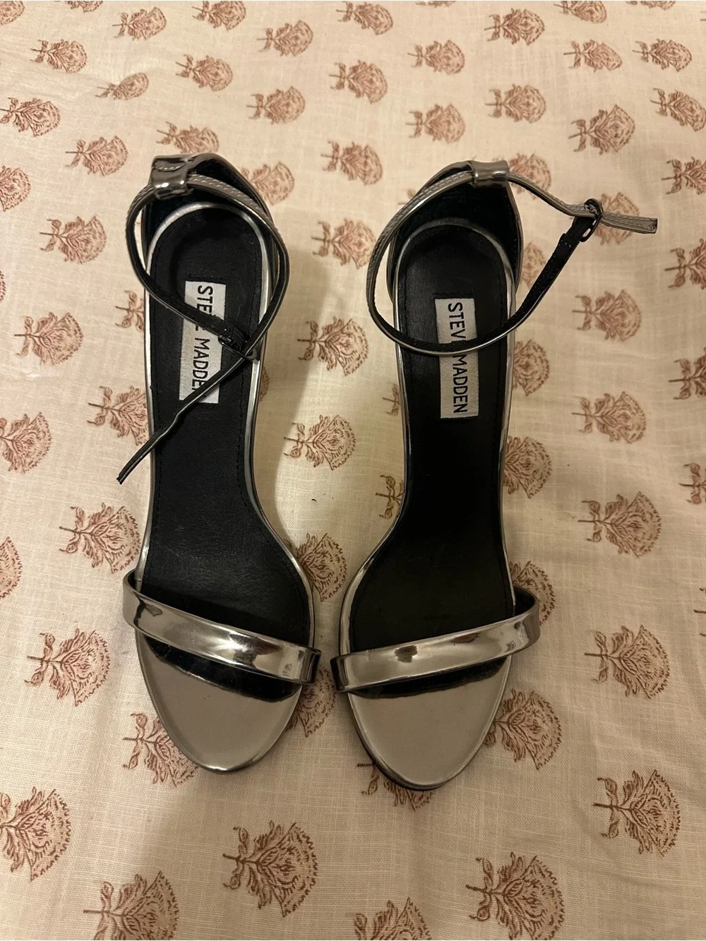 Steve Madden Silver Ankle-Strap Heels